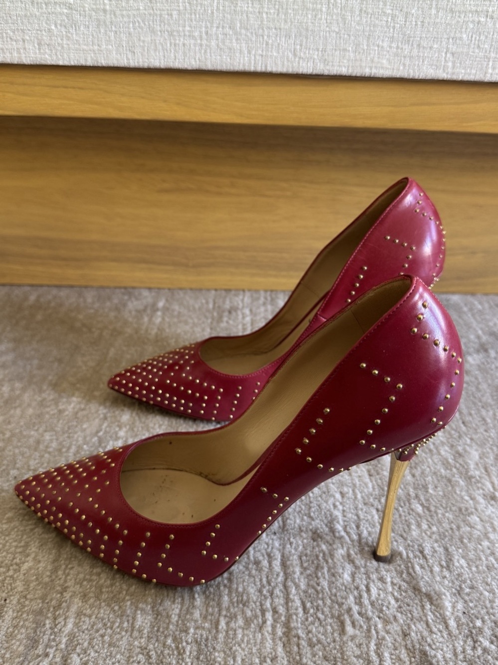 Nicholas Kirkwood Pigalle Red Studded Pointed-Toe Heels